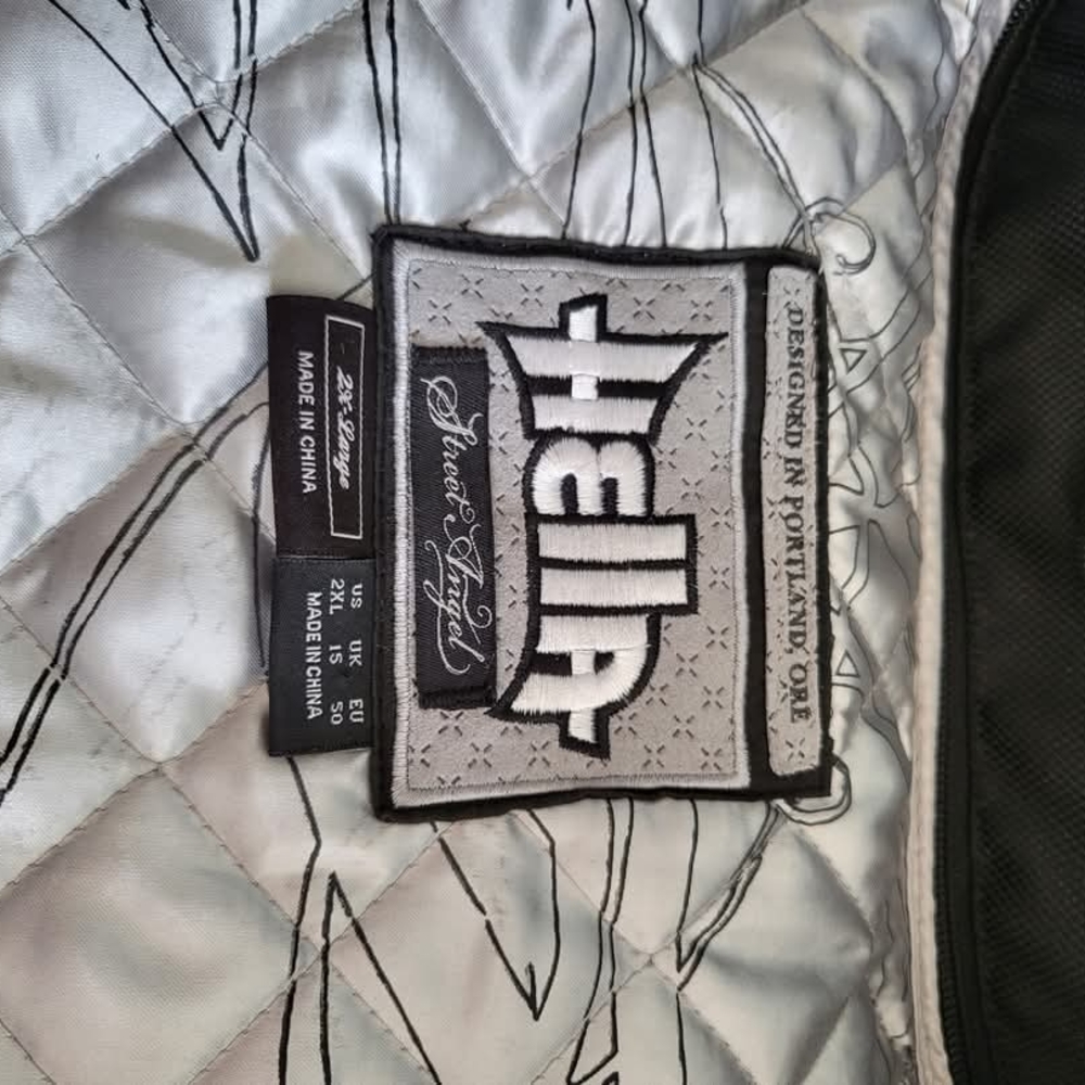 Black Moto Jacket with White Accents - Picture 3 of 4